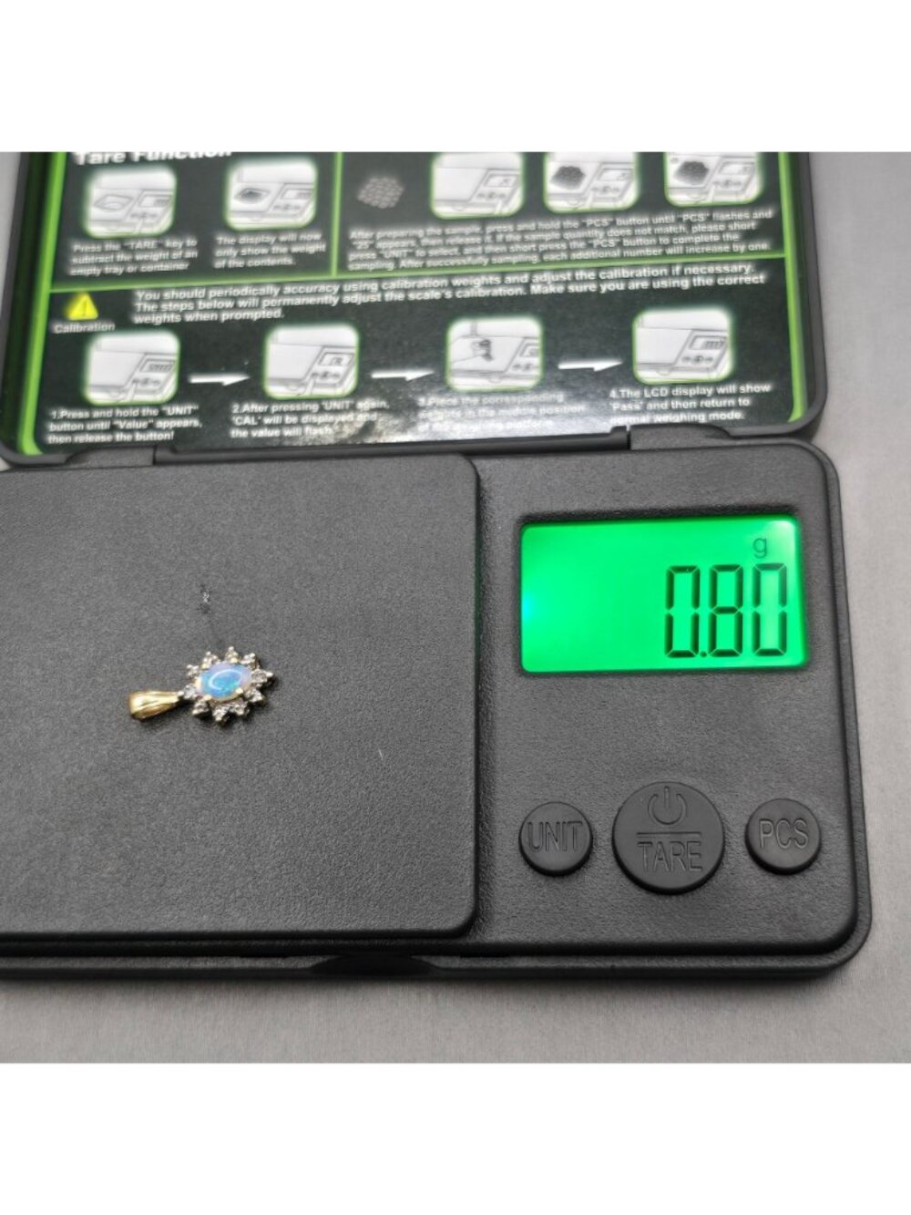 Vintage 10k Gold Opal Diamond Pendant Sunburst Halo Genuine Gemstone Signed - Picture 11 of 14